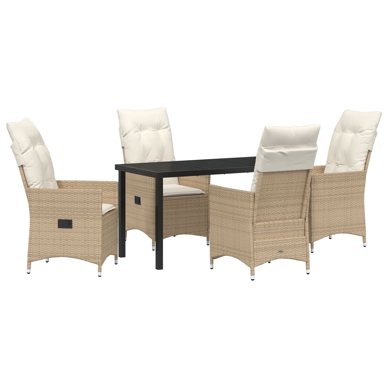 5-delers Hage Spisebord med Puter Beige Poly Rattan