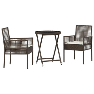3 deler hage bistrosett med puter brun polyrotting