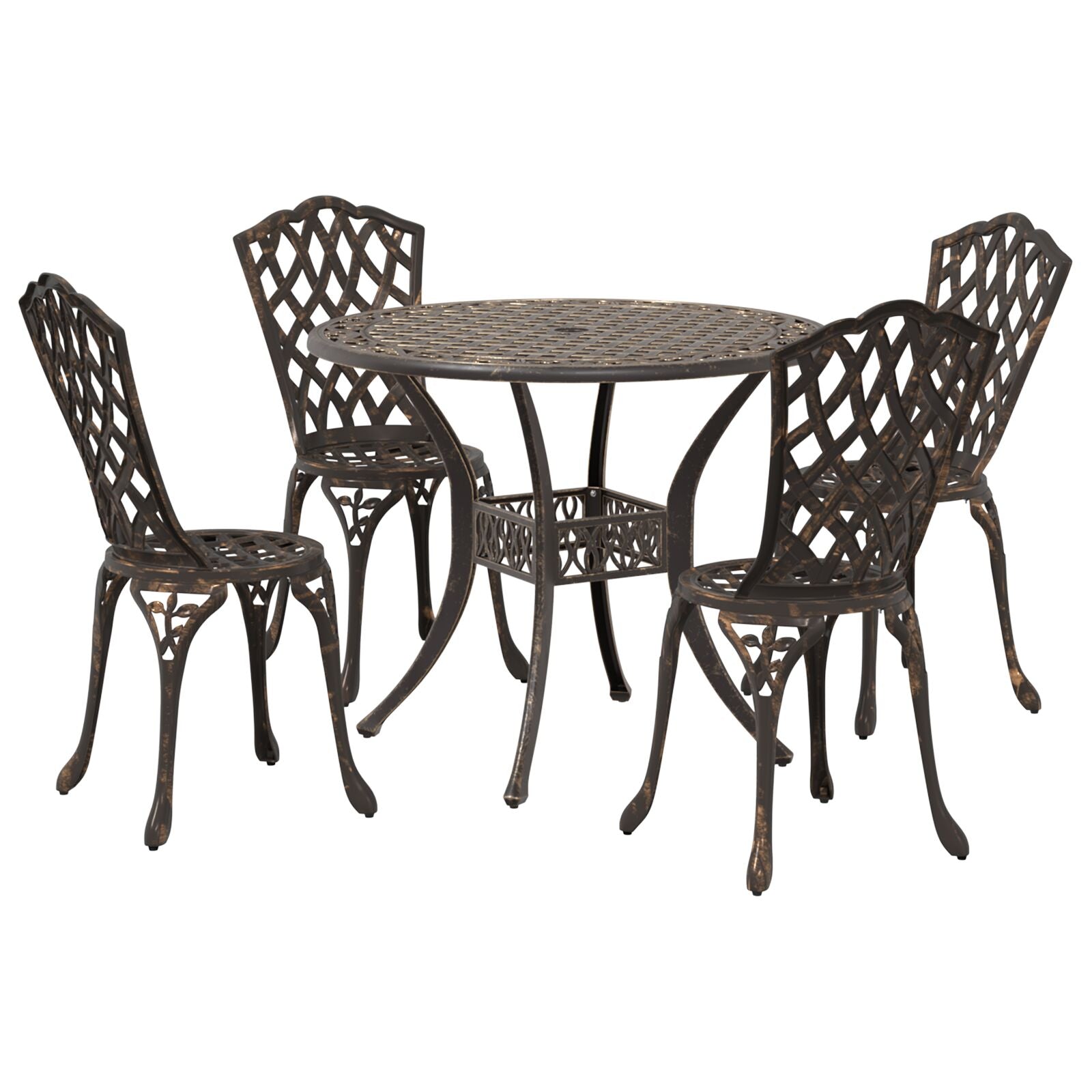 5-Delt Hage Spisegruppe - Bronse Støpt Aluminium