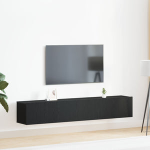 2-Piece TV Cabinet Set Black Engineered Wood