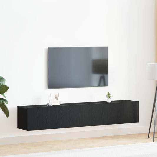2-Piece TV Cabinet Set Black Engineered Wood