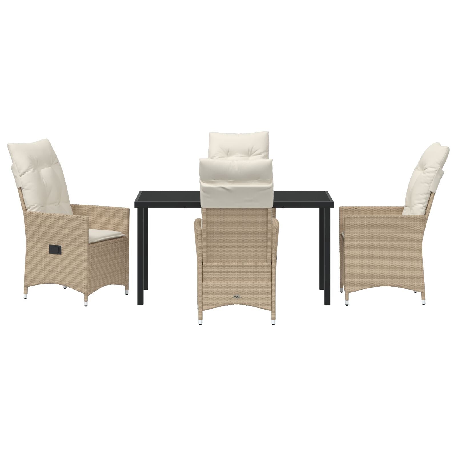 5-delers Hage Spisebord med Puter Beige Poly Rattan