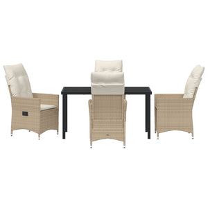 5-delers Hage Spisebord med Puter Beige Poly Rattan