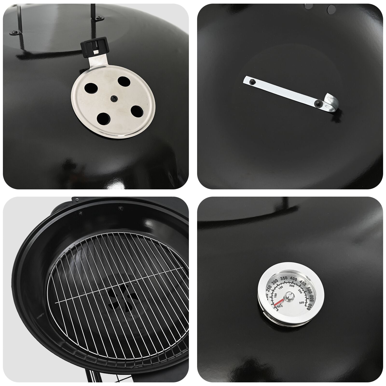 Gråkol Grillvogn med Lokk Svart 96x72x113 cm Metall