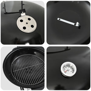 Gråkol Grillvogn med Lokk Svart 96x72x113 cm Metall