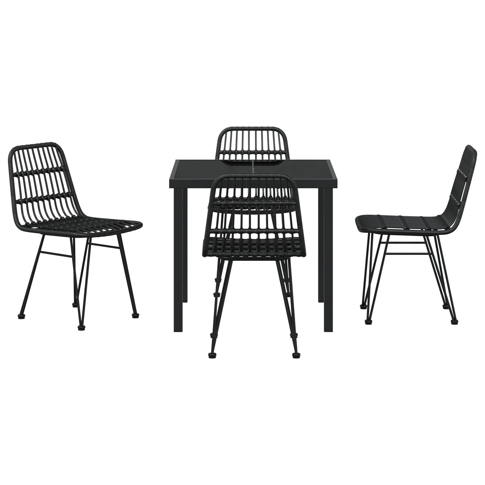 5-delt hagemøbelset Black Poly Rattan