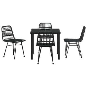 5-delt hagemøbelset Black Poly Rattan