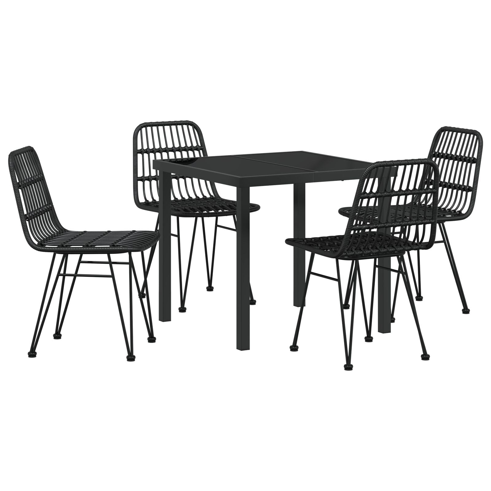 5-delt hagemøbelset Black Poly Rattan
