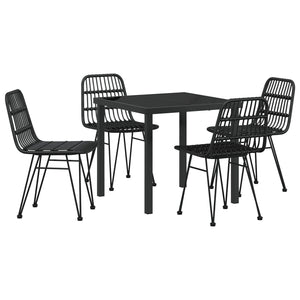 5-delt hagemøbelset Black Poly Rattan