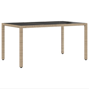 5-delt hage spisegruppe med puter beige poly rattan