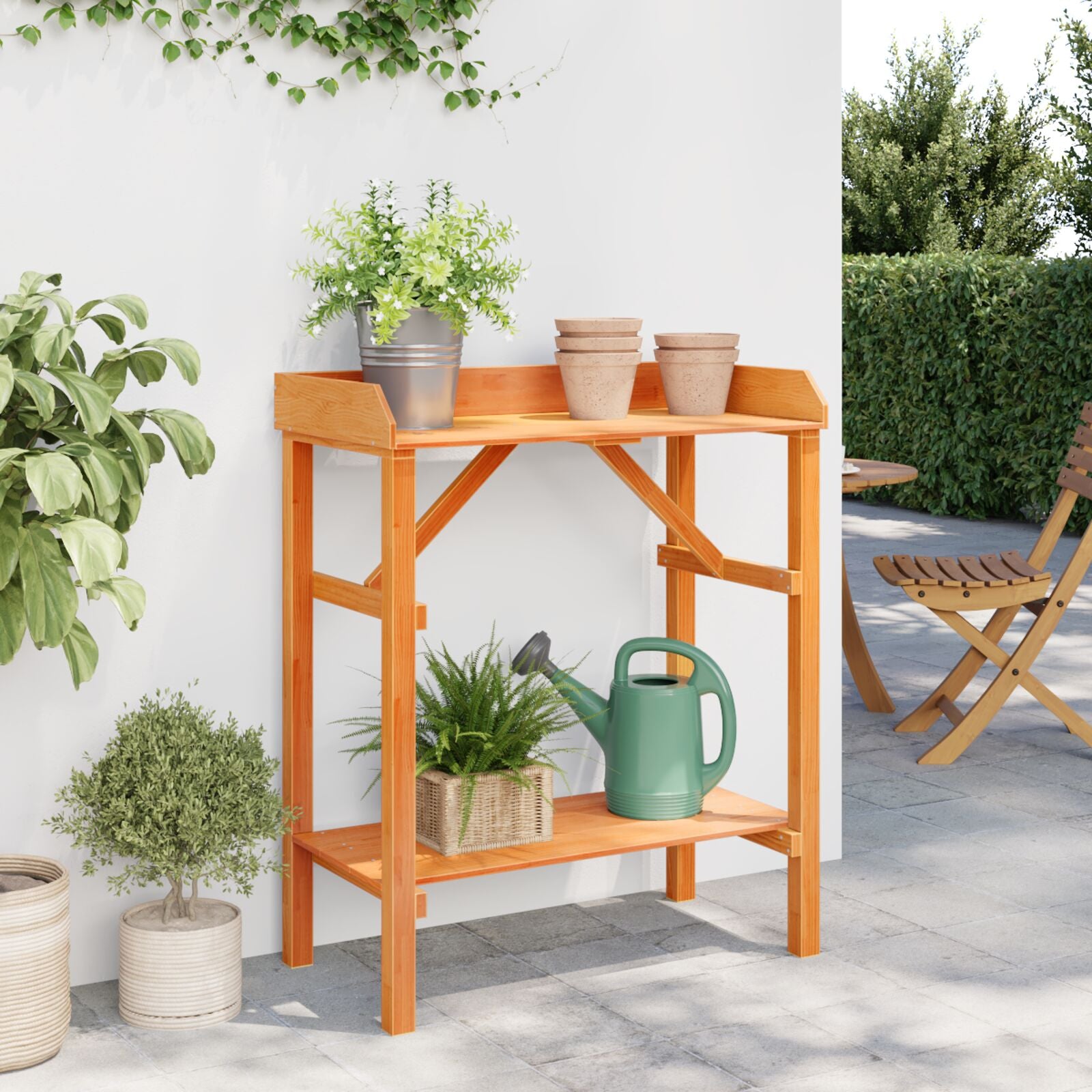 Hagepottebord Akasie 75x40x90 cm Massivt Tre Furu
