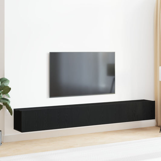 3-Piece TV Cabinet Set in Black Engineered Wood
