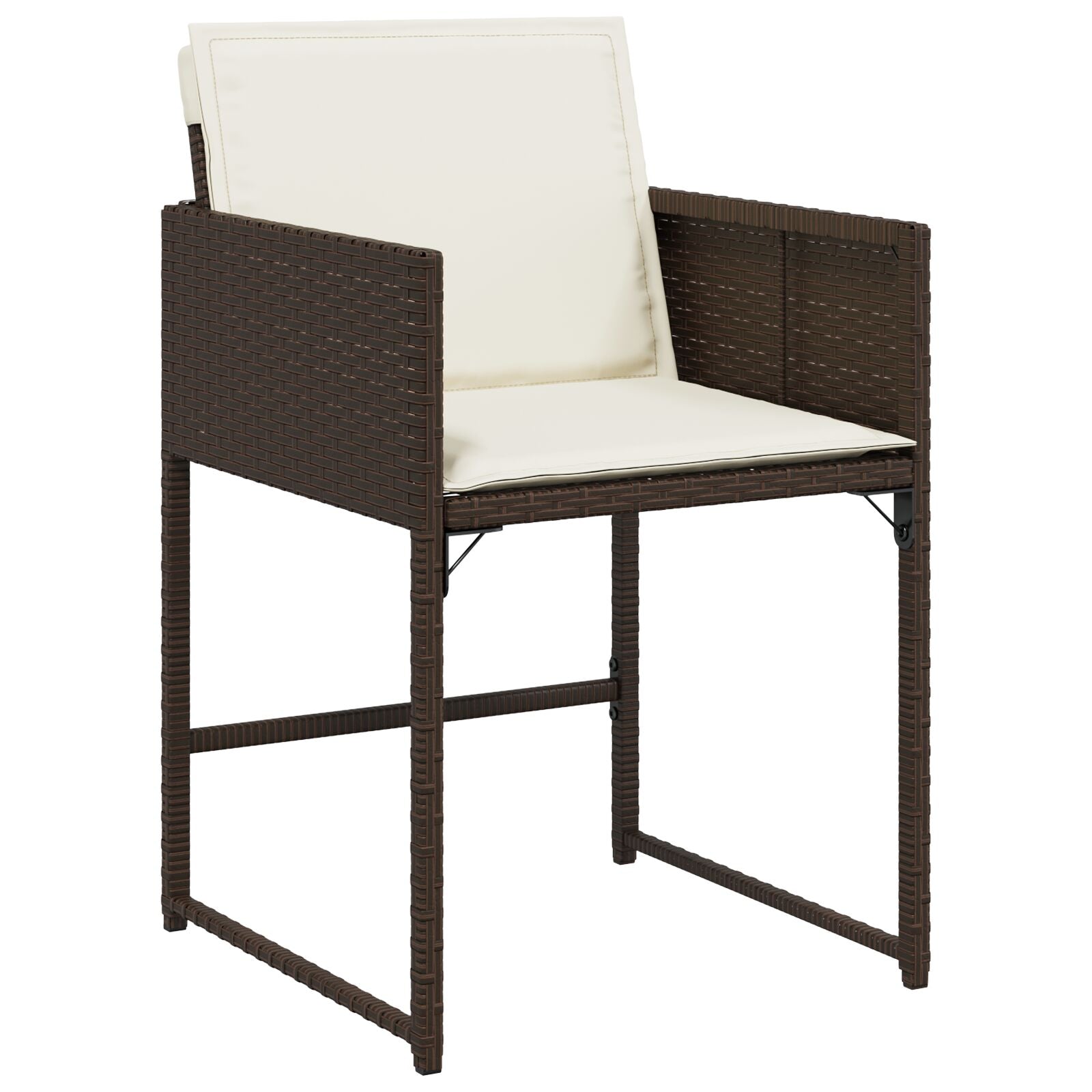 5 Delt Hage Spisestue Sett med Puter Brun Poly Rattan