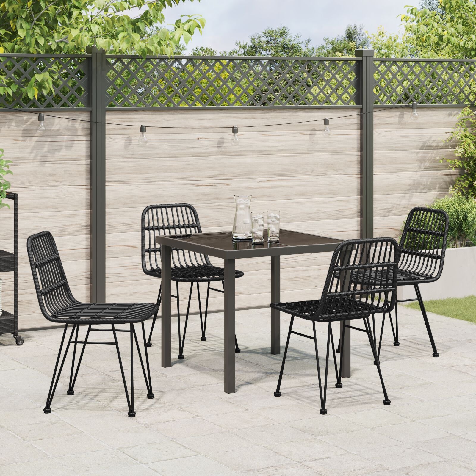 5-delt hagemøbelset Black Poly Rattan
