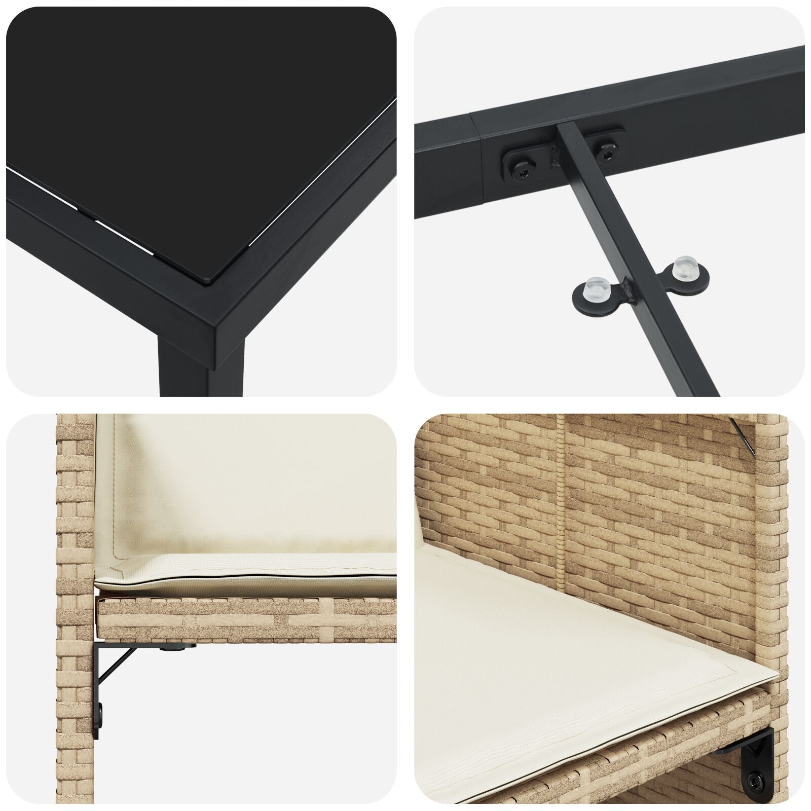 5-delt hage spisebord med puter Beige polyrotte