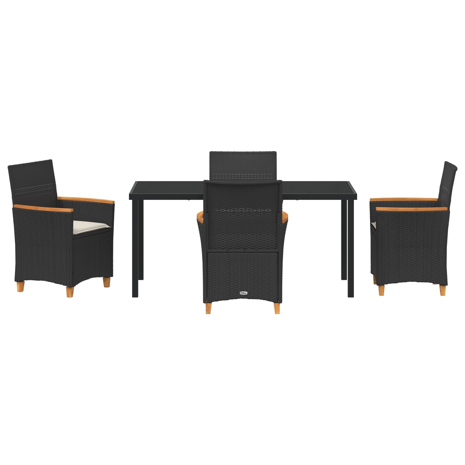 5 Delt Hagemøbelsett med Puter Svart Poly Rattan