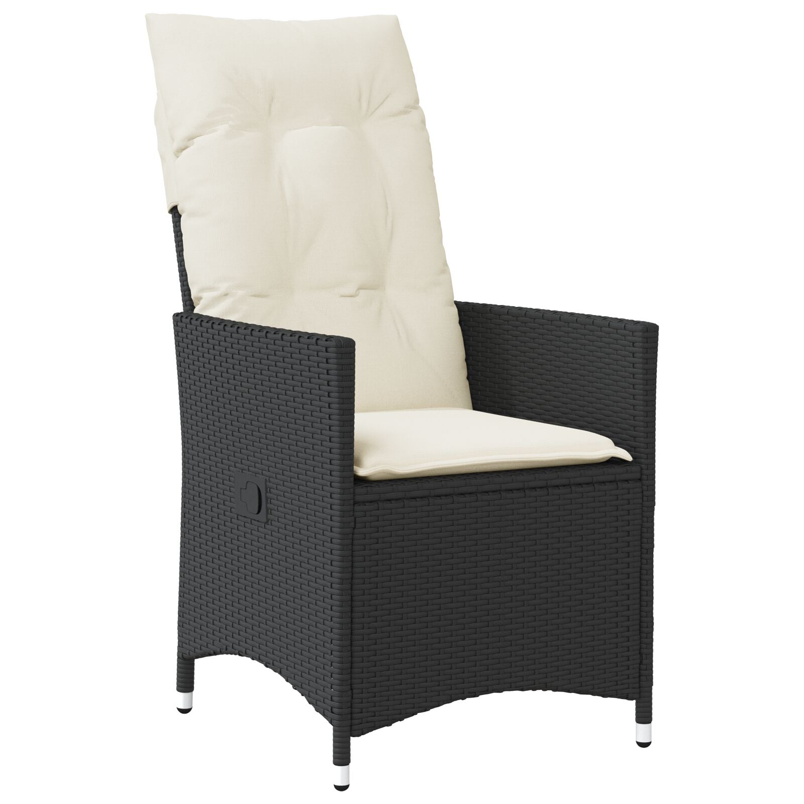 5-delt hage spisebordslag med puter, svart poly rattan