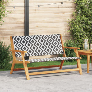 hagebenk svart og hvit 122x76x73,5 cm solid akasietre