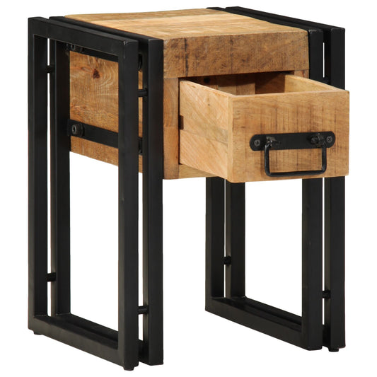 Abbel table with drawer Black 30x30x40 cm Solid mango wood