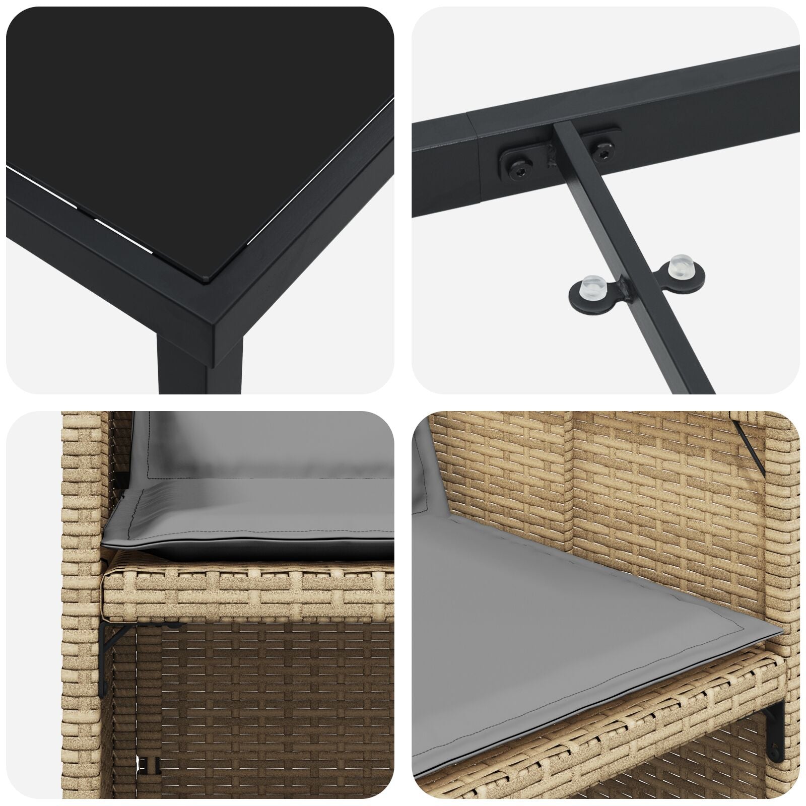 5 delt hage spisestolsett med puter i beige poly rotting
