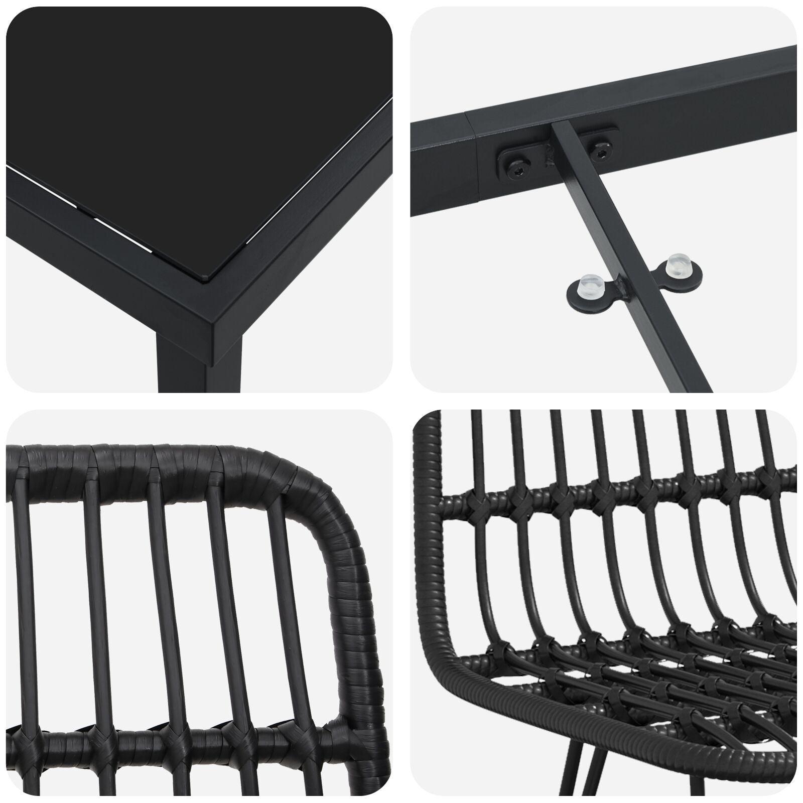 5-delt hagemøbelset Black Poly Rattan