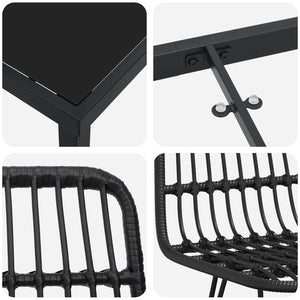 5-delt hagemøbelset Black Poly Rattan