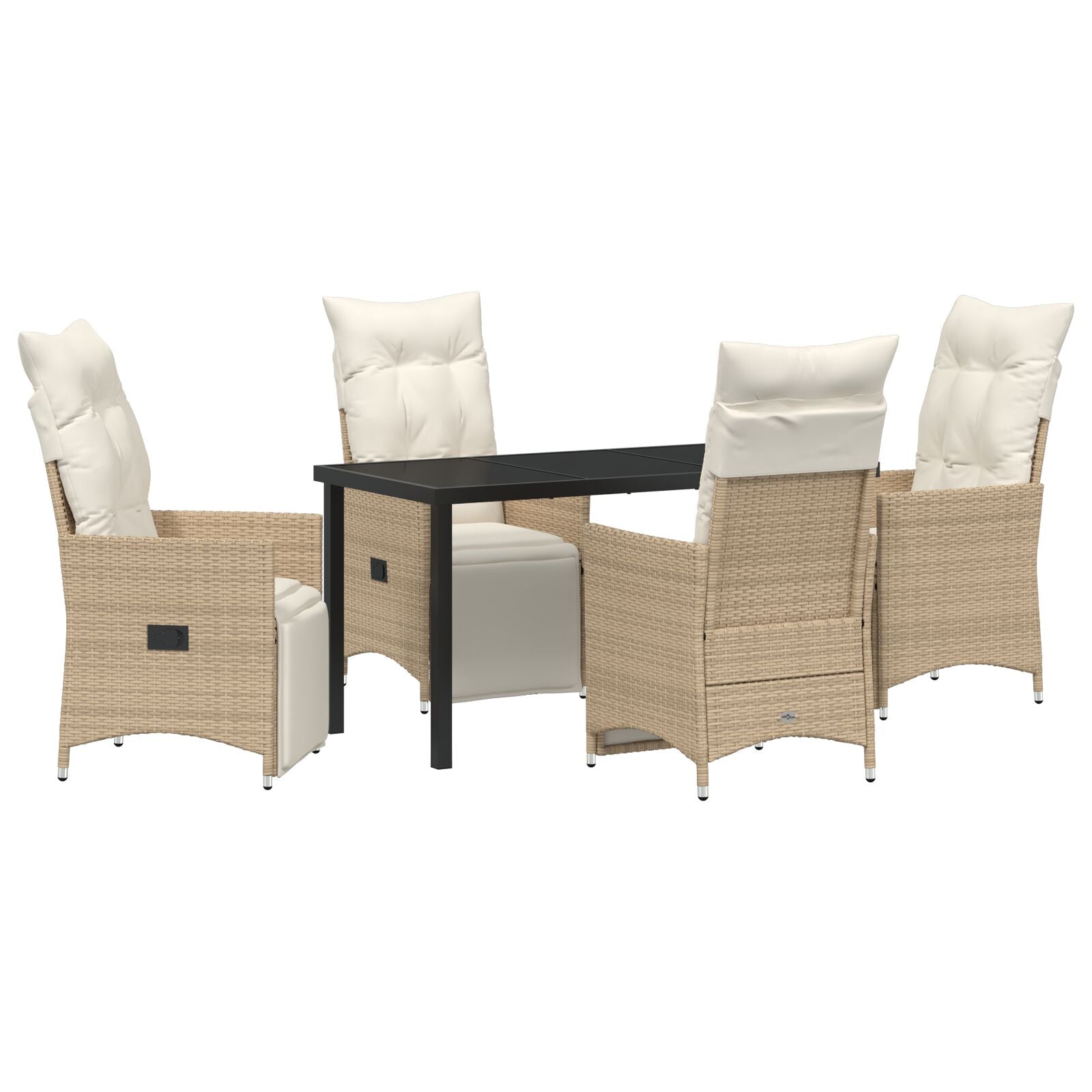 5-delers hage spisebordsett med puter Beige Poly rotting