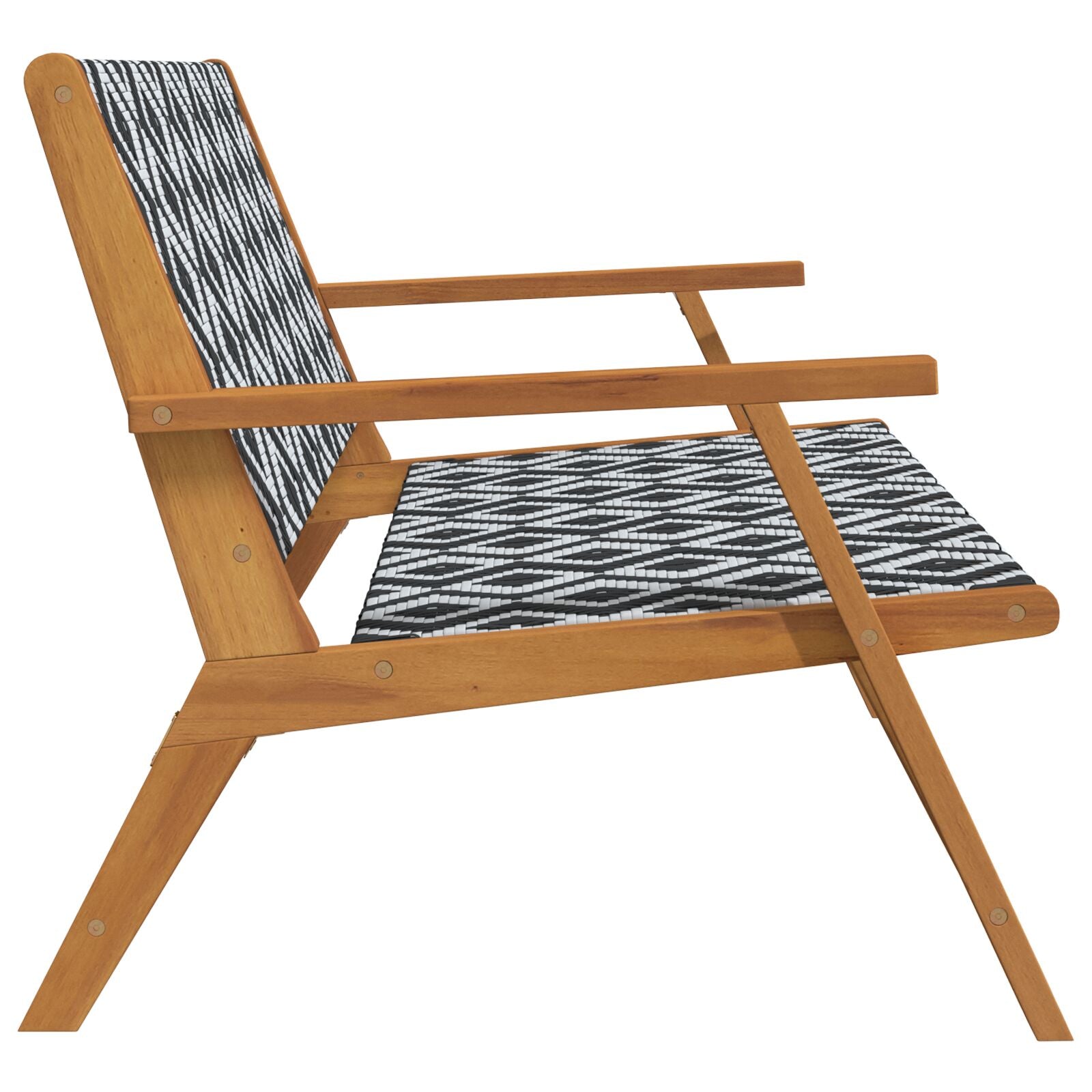 hagebenk svart og hvit 122x76x73,5 cm solid akasietre