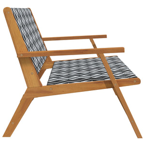 hagebenk svart og hvit 122x76x73,5 cm solid akasietre