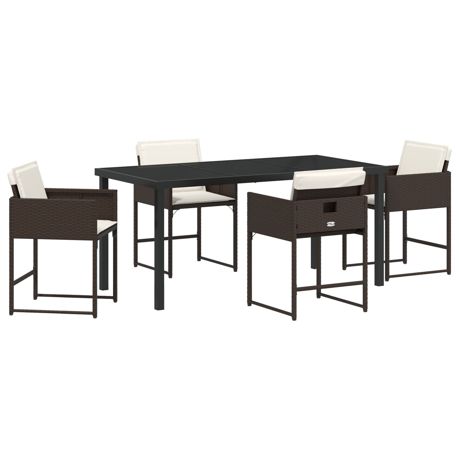 5 Delt Hage Spisestue Sett med Puter Brun Poly Rattan
