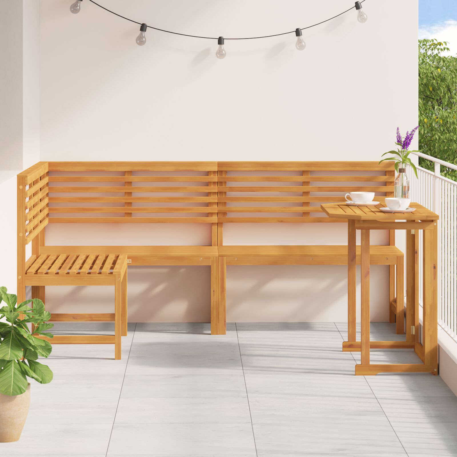 3-piece garden bistro set in solid acacia wood