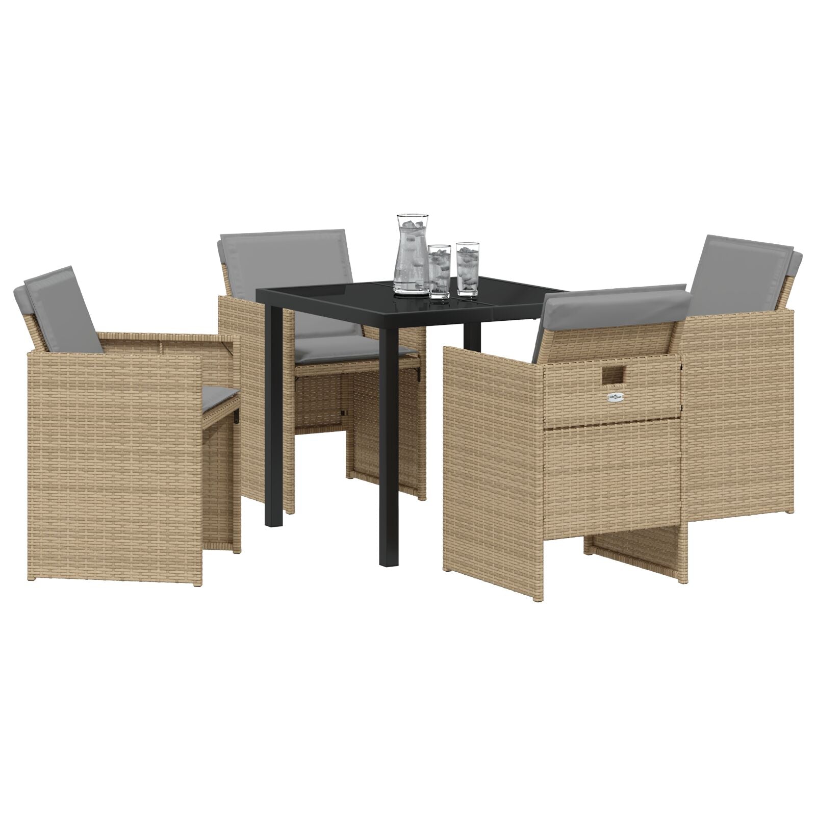 5 delt hage spisestolsett med puter i beige poly rotting