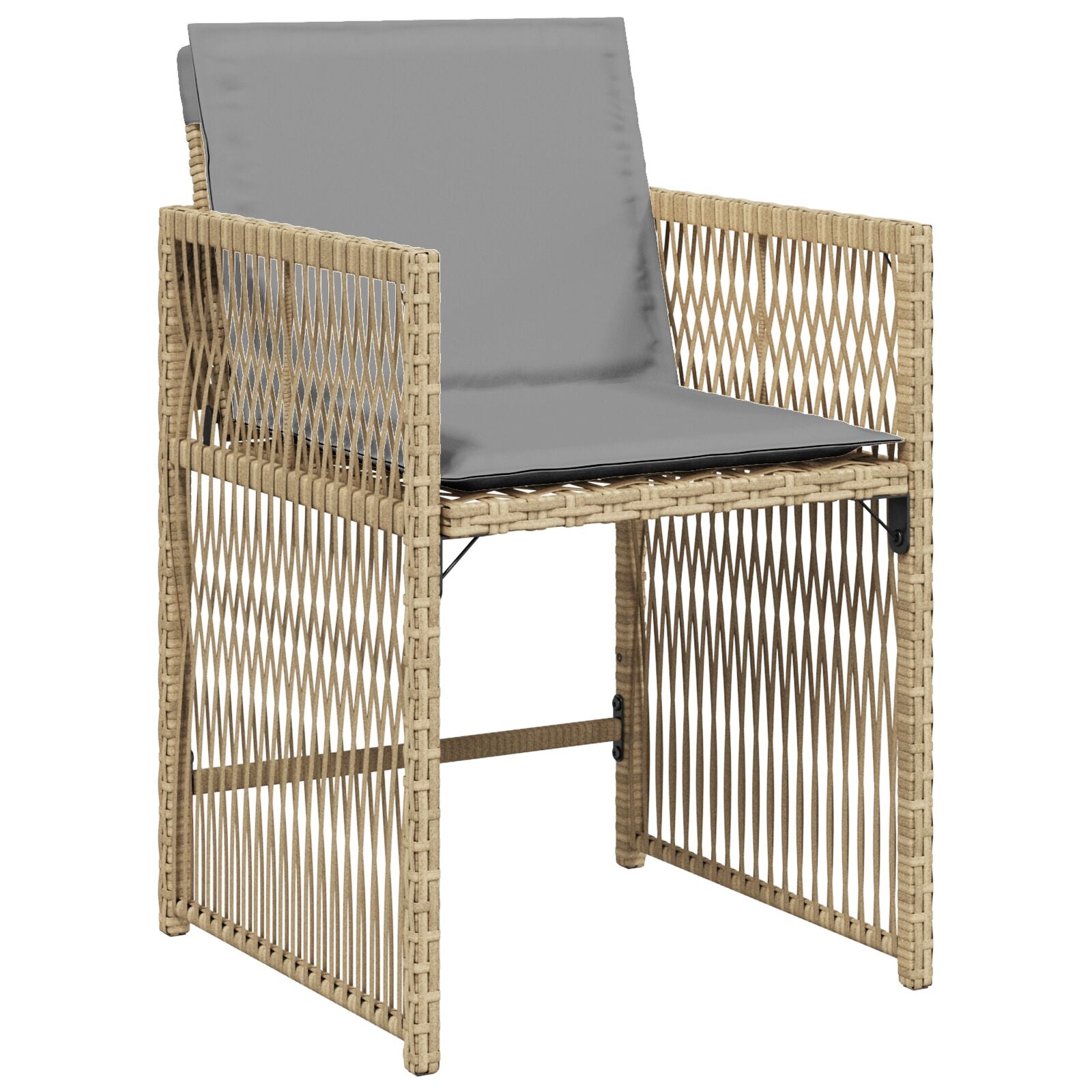 5-delers Hage Spisegruppe med Puter Beige Poly Rattan