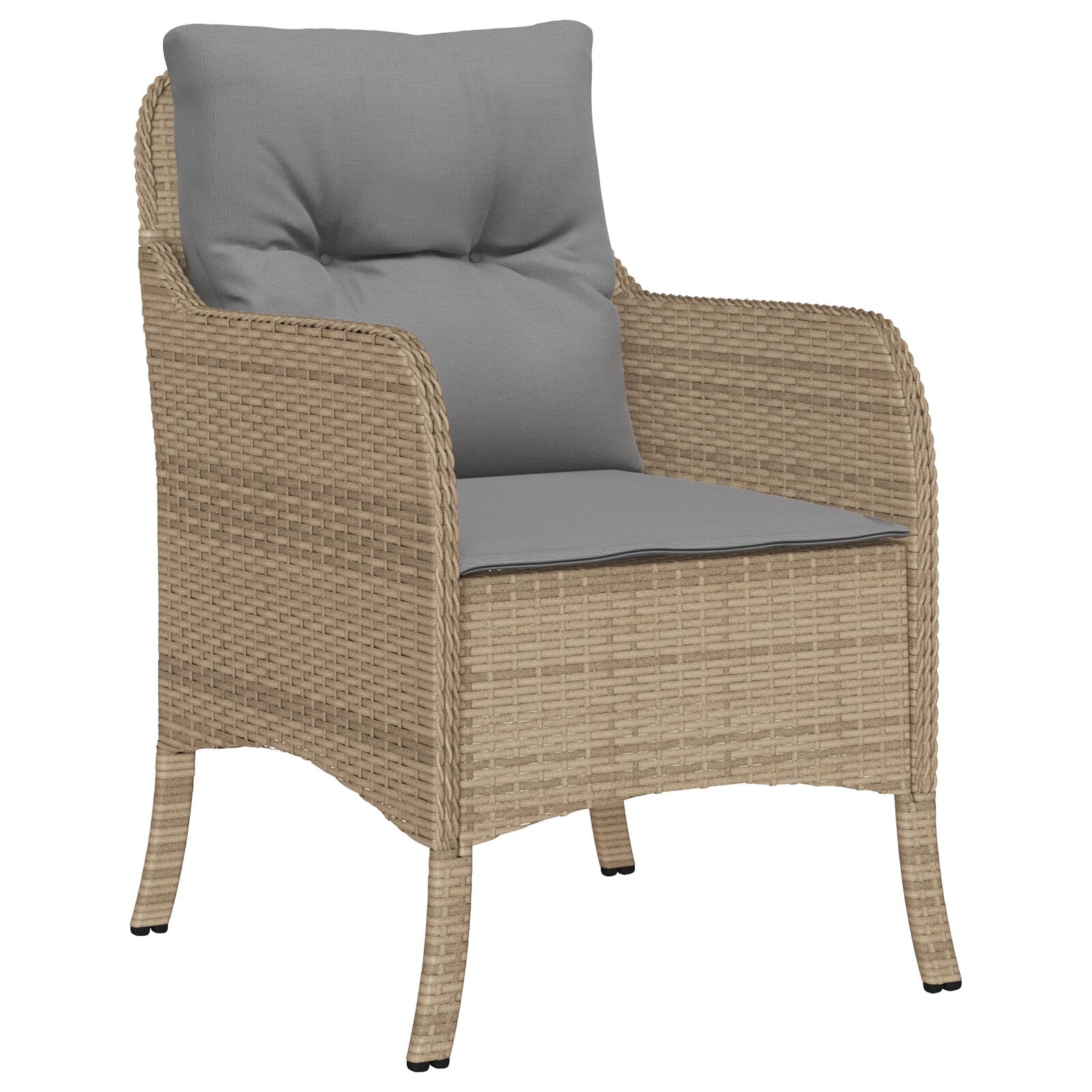 5-delt hage spisebord med puter beige poly rattan