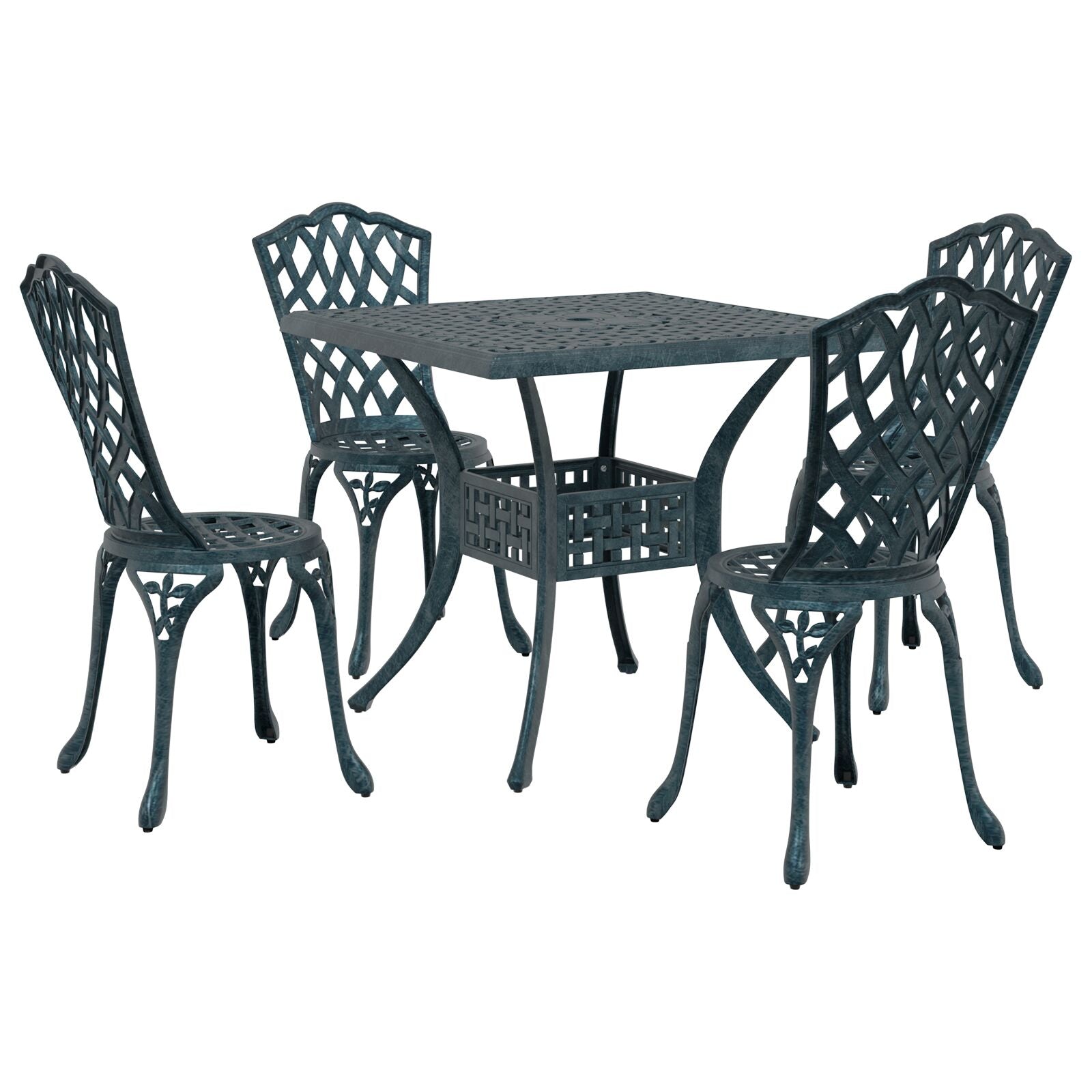 5-delt hagediningsett Grønn, støpt aluminium