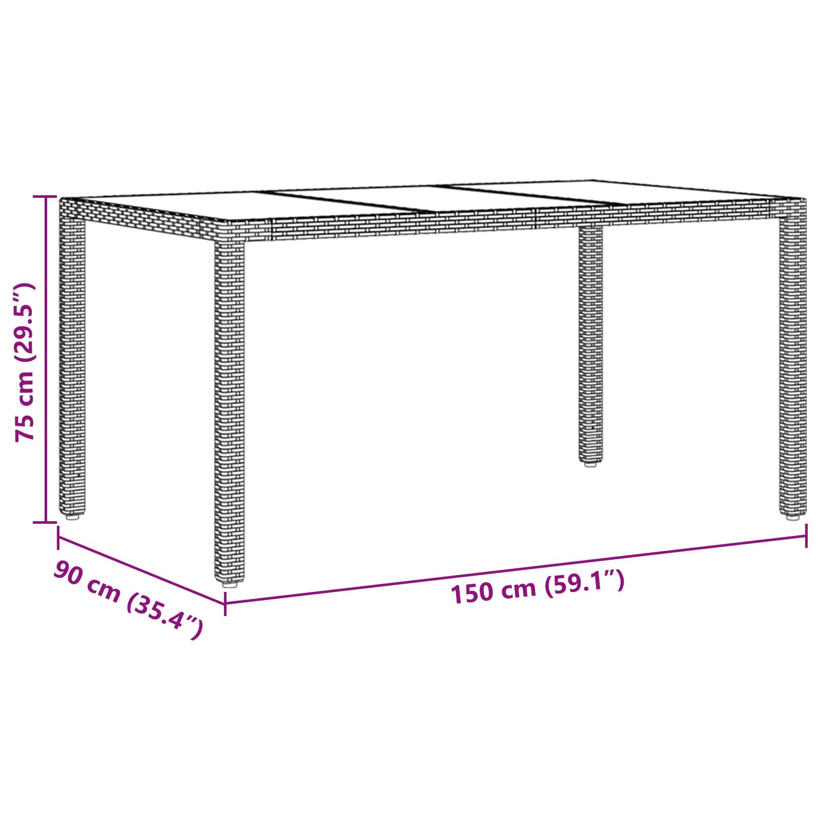 5-delt hage spisegruppe med puter beige poly rattan