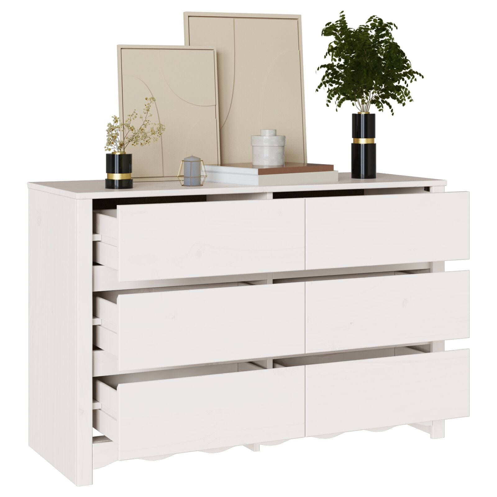 Kommode ""DRAMMEN"" Hvit 111x43x73,5 cm Solid Tre Furu