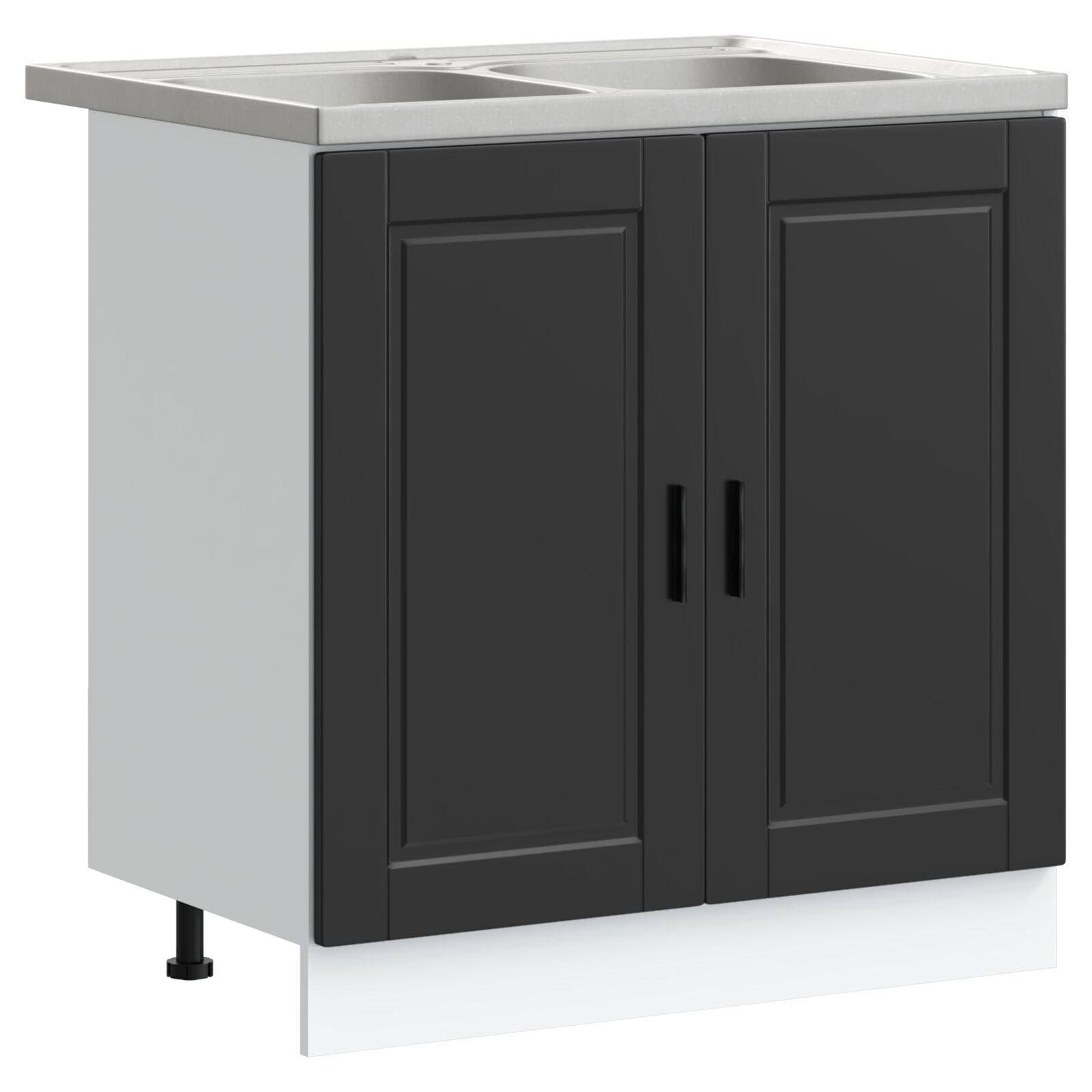 Bathroom cabinet ""Porto"" with sink, black, 80x46x84.5 cm, made of wood