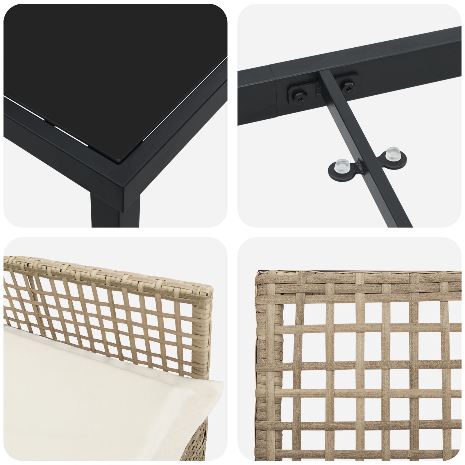 5-Delt Hage Spisebord Set med Puter Beige Poly Rotting