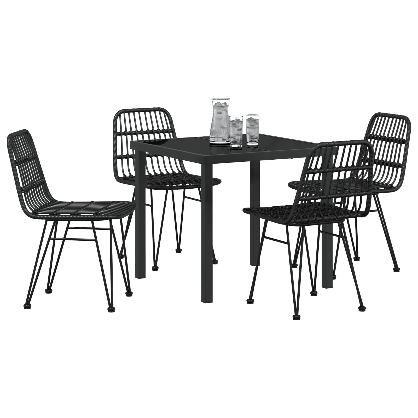 5-delt hagemøbelset Black Poly Rattan