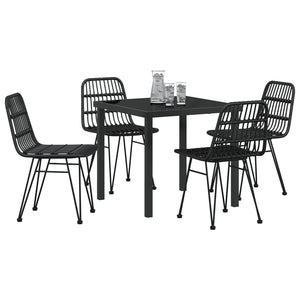 5-delt hagemøbelset Black Poly Rattan