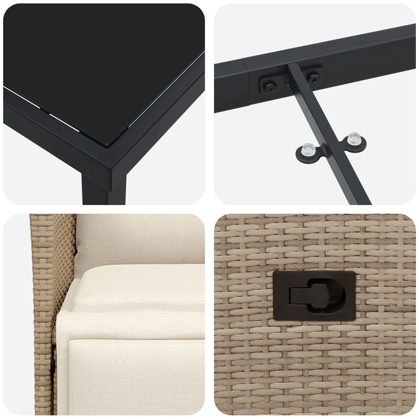 5-delers hage spisebordsett med puter Beige Poly rotting