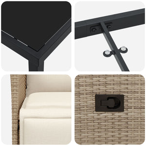 5-delers hage spisebordsett med puter Beige Poly rotting
