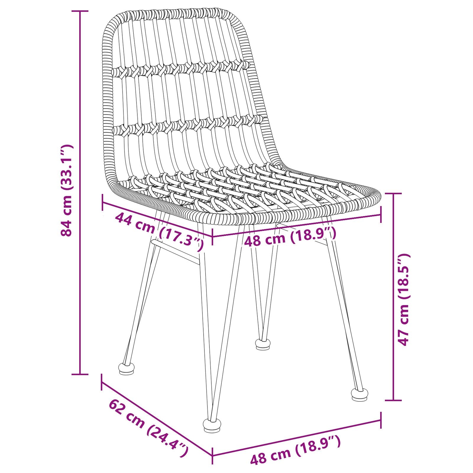 5-delt hagemøbelset Black Poly Rattan