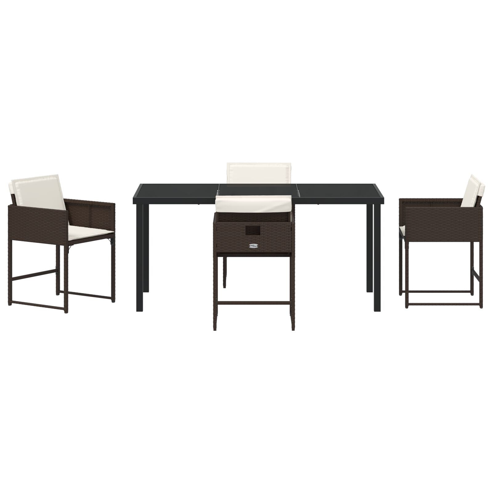 5 Delt Hage Spisestue Sett med Puter Brun Poly Rattan