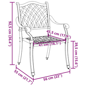 Utendørs Stoler Svart Aluminium 56 x 55 x 92,5 cm Stødig