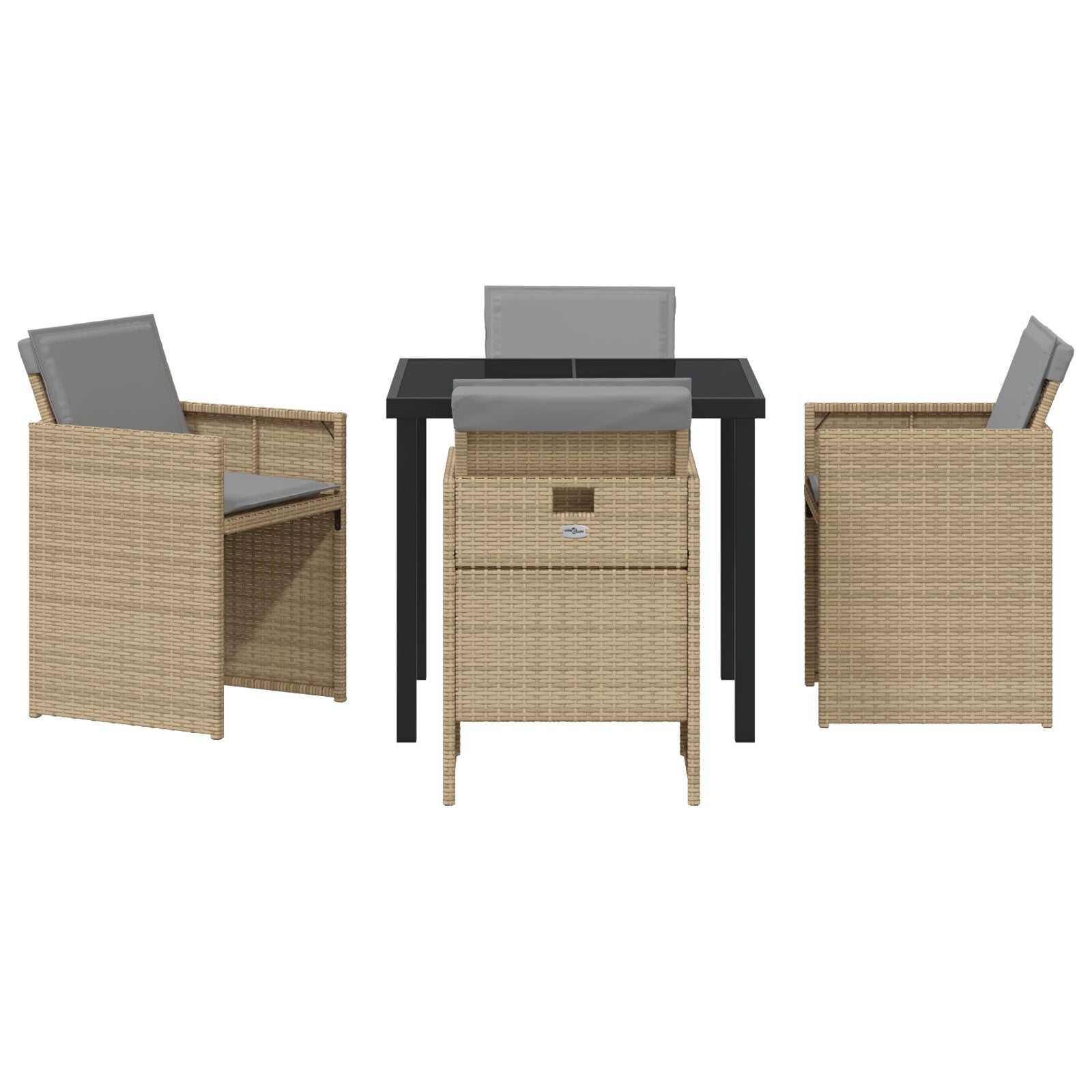 5 delt hage spisestolsett med puter i beige poly rotting