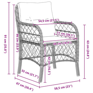 5 Delt Hagemøbelsett med Puter Brun Poly Rattan