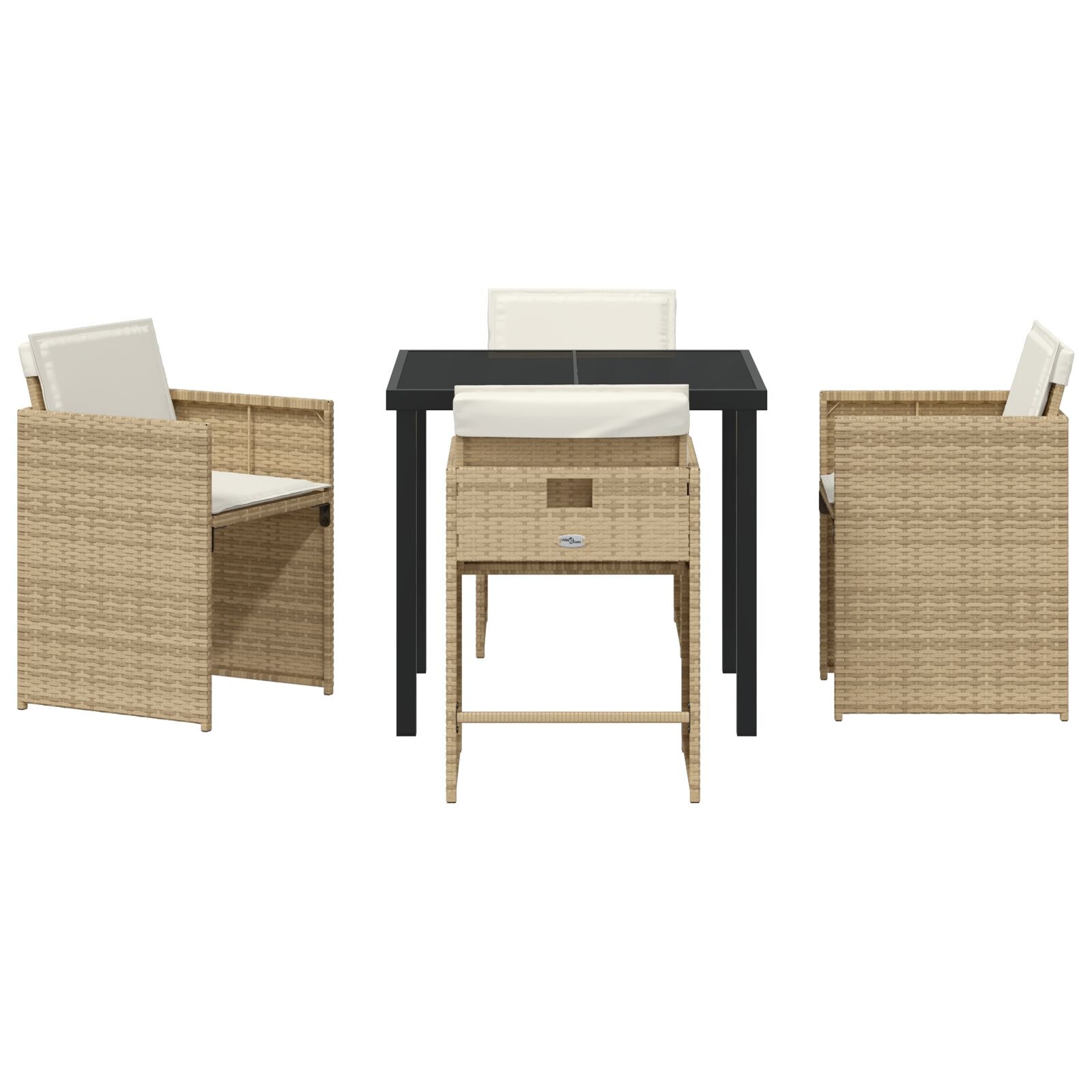 5-delt hage spisebord med puter Beige polyrotte