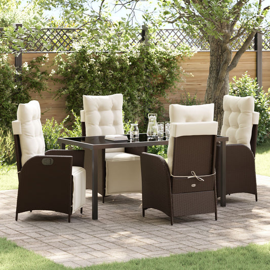 5-delt hage spisebordsett Brun Poly Rattan